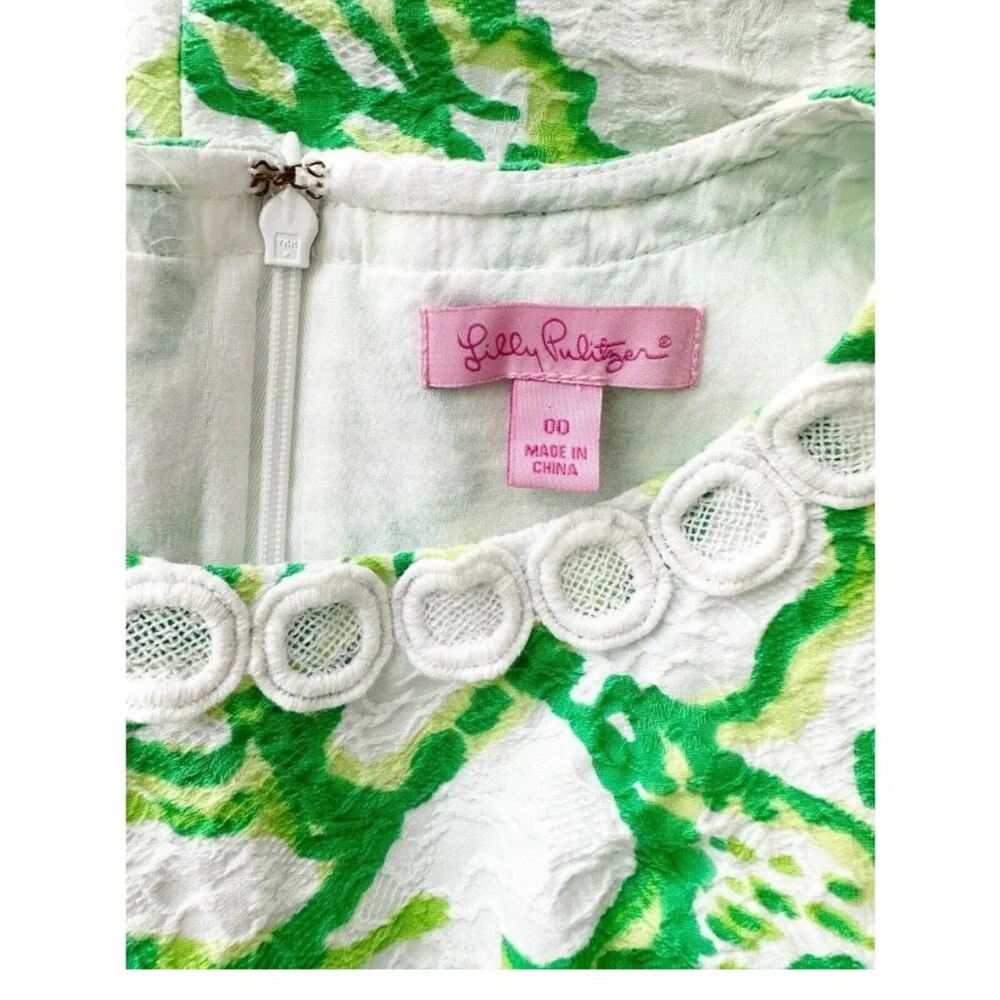 Lilly Pulitzer Mila Resort White Heart Breaker Shift Dress 00 100% Cotton Floral - Picture 8 of 9